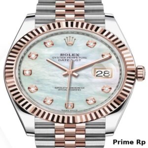 Replica Rolex Datejust 41mm with Mother of Pearl Diamond Dial and Rose Gold Jubilee Bracelet