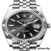 Replica Rolex Datejust 41mm Black Dial with Index Markers and White Gold Jubilee Bracelet