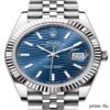 Replica Rolex Datejust 41mm Blue Fluted-Motif Dial with Index Markers and Jubilee Bracelet