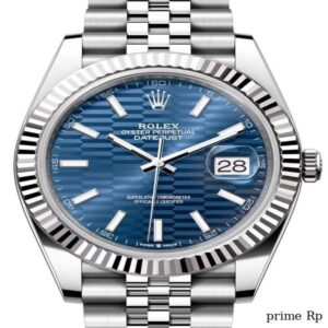 Replica Rolex Datejust 41mm Blue Fluted-Motif Dial with Index Markers and Jubilee Bracelet
