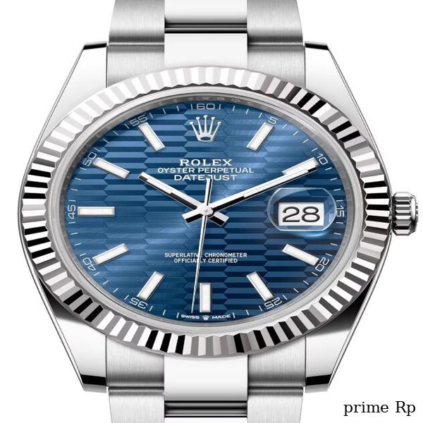 Replica Rolex Datejust 41mm Blue Fluted-Motif Dial with Oyster Bracelet