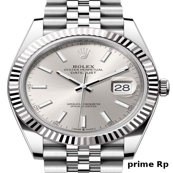 Replica Rolex Datejust 41mm Silver Dial with Index Markers and White Gold Jubilee Bracelet