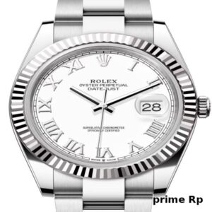 Replica Rolex Datejust 41mm White Roman Dial with White Gold Oyster Bracelet