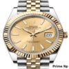 Replica Rolex Datejust 41mm Champagne Dial with Fluted Yellow Gold Bezel and Jubilee Bracelet