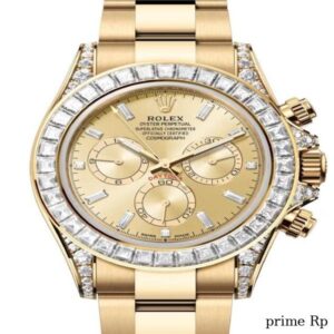 Superclone Rolex Daytona 40mm Yellow Gold with Diamond Dial and Baguette Bezel – Clean Factory Replica